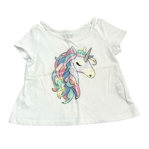 💫$4/ADD ON💫 The Children's Place White Tee Sequins Unicorn Design, BABY 18 MTH